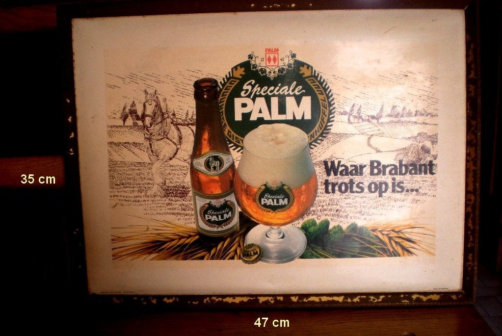 Publicité PALM (1980: timbre au verso), Collections, Marques de bière, Enlèvement ou Envoi, Utilisé, Panneau, Plaque ou Plaquette publicitaire