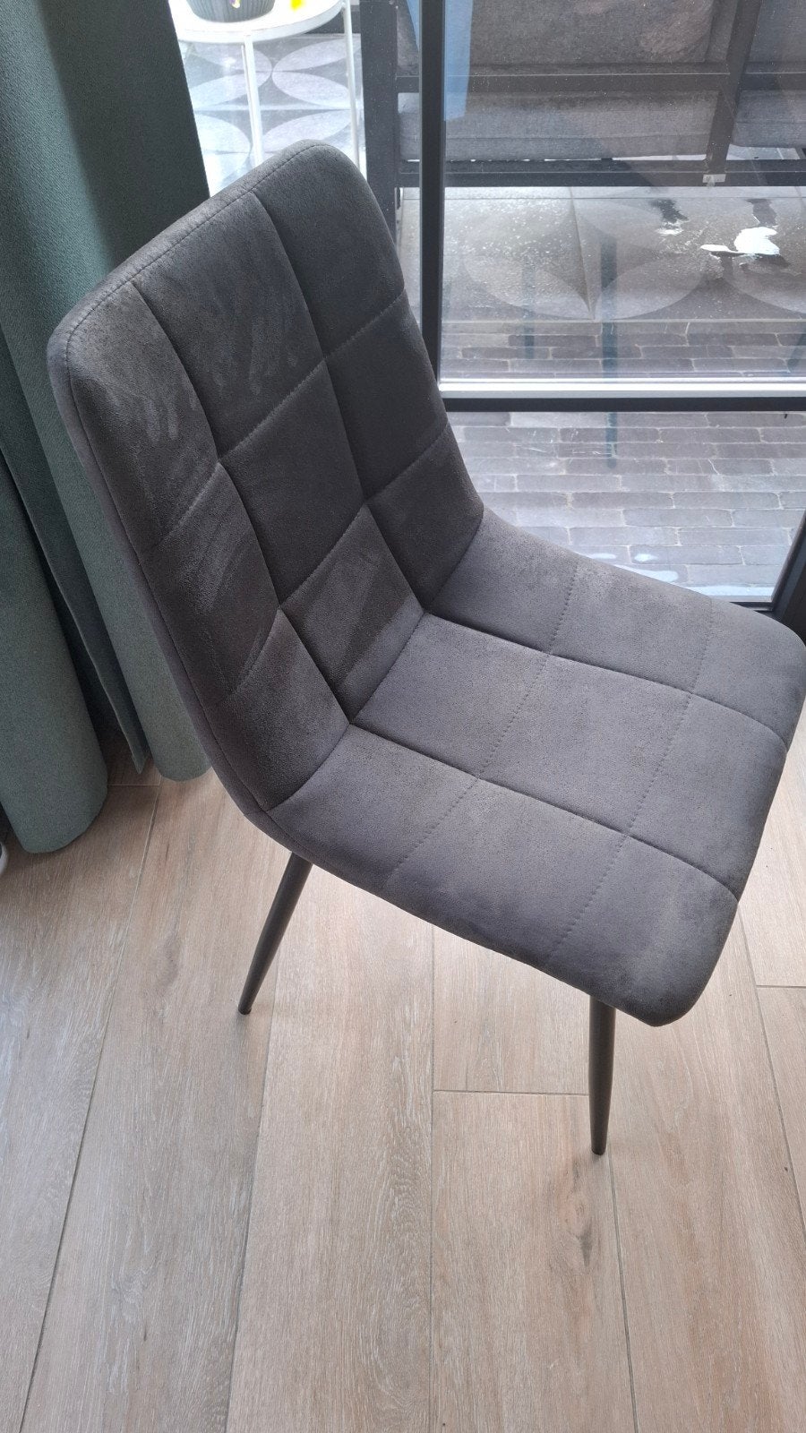 Eetkamerstoelen set van 8, Ophalen, Gebruikt, Grijs, Stof
