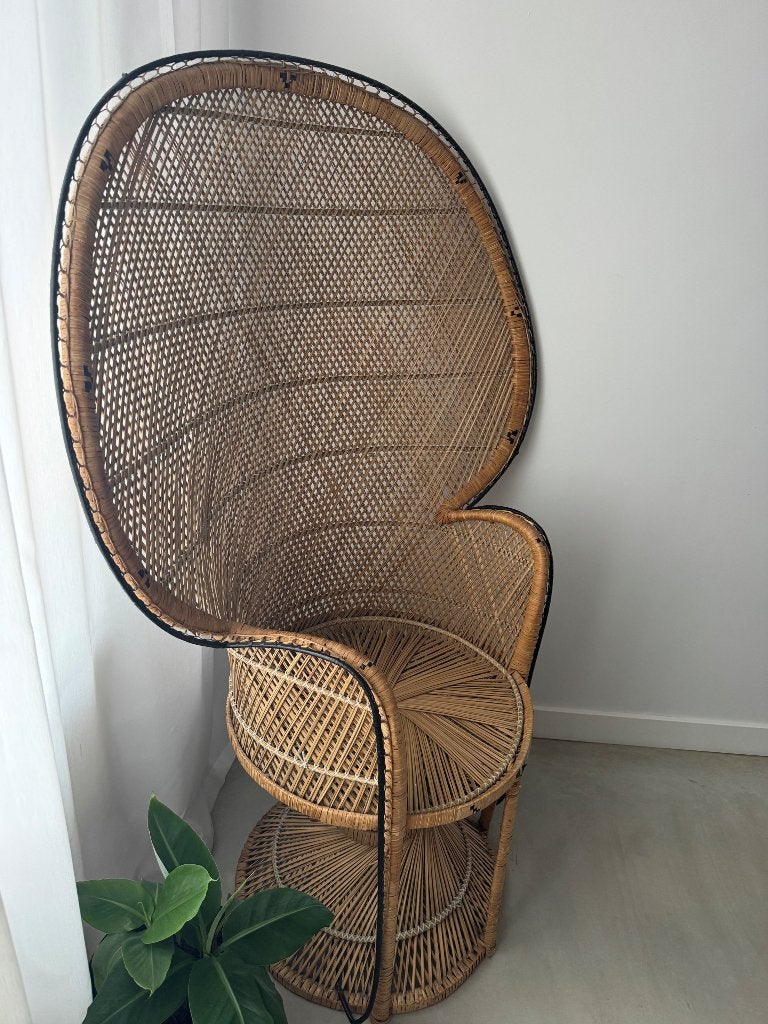 Rotan pauwenstoel vintage, Ophalen