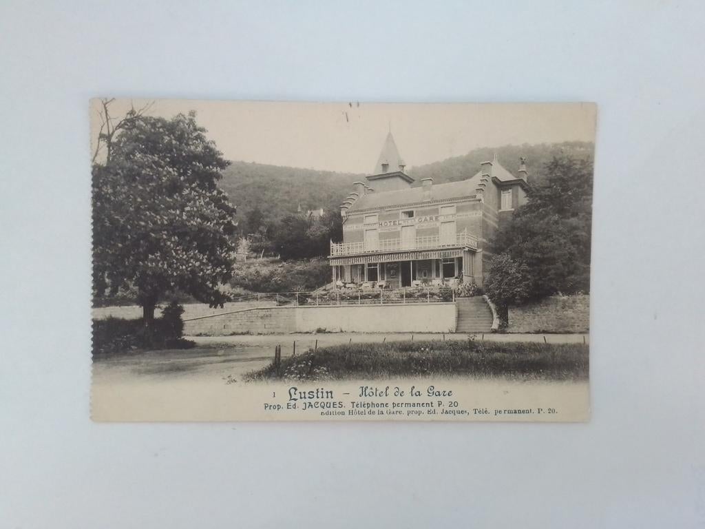LUSTIN HOTEL DE LA GARE, Verzamelen, Verzenden, Voor 1920, Gelopen, Namen
