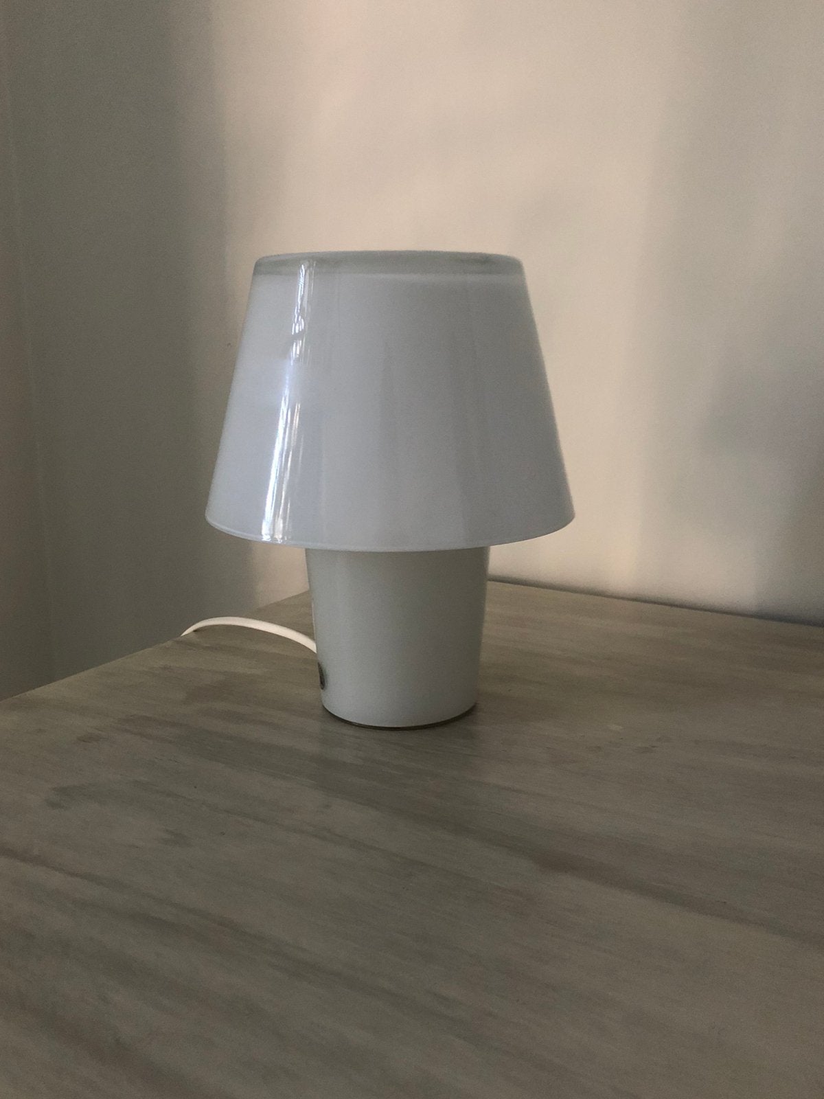 Lampe de table/veilleuse vintage en verre blanc, Lampe d'ambiance, Blanc, Comme neuf, Verre