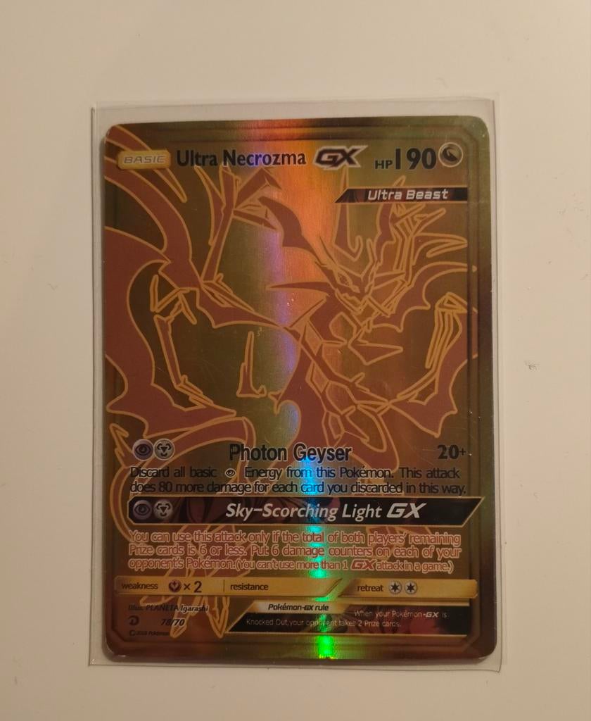 Pokemon Card Gold Ultra Necrozma Rare Light Damage Edge, Hobby & Loisirs créatifs, Enlèvement, Utilisé, Cartes en vrac, Foil