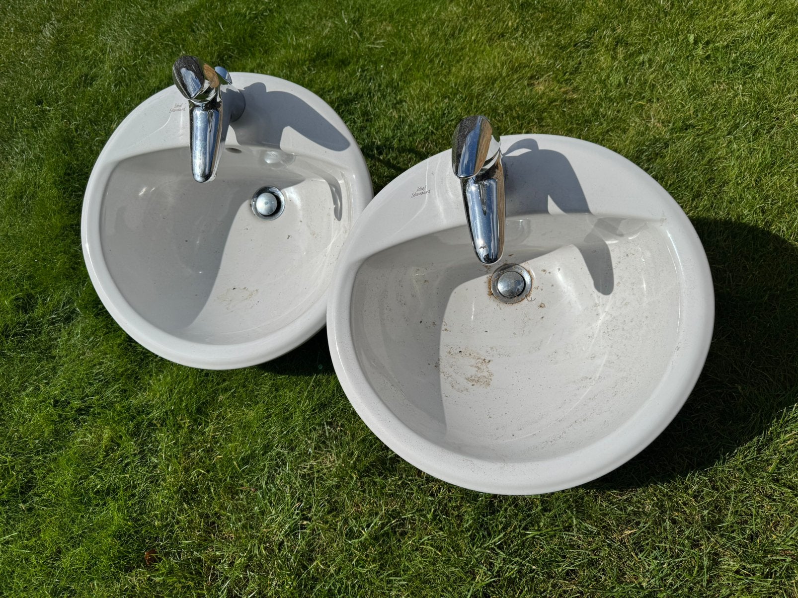 2 inbouw wastafels eventueel voor badkamermeubel, Huis en Inrichting, Ophalen, Minder dan 50 cm, Gebruikt, Minder dan 100 cm