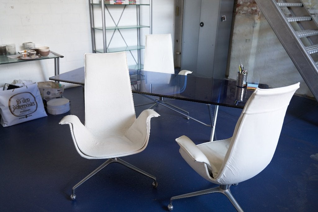 Preben Fabricius Jorgen Kastholm tulip chair vintage, Huis en Inrichting, Ophalen, Wit, Leer, Drie