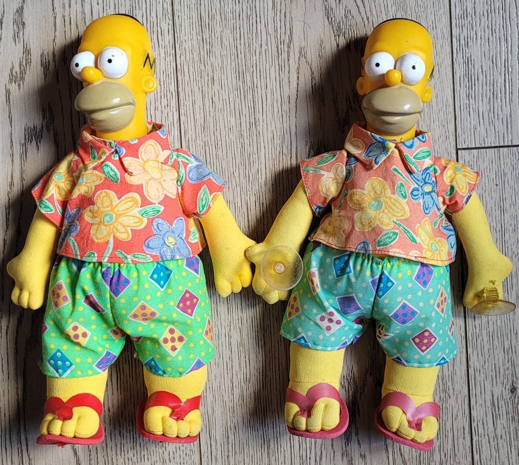 Lot 2 Peluches Homer Simpson Vintage 1996 MD Toys Belgium, Enlèvement ou Envoi, Utilisé