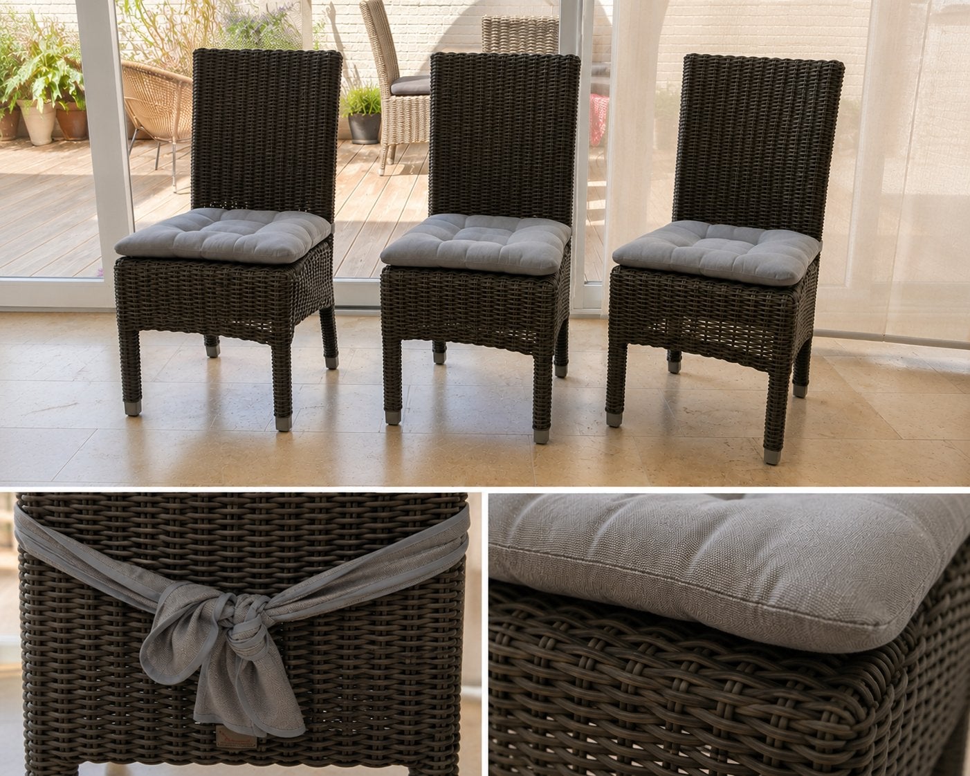 Set van 3 rieten stoelen incl kussen, Enlèvement, Comme neuf