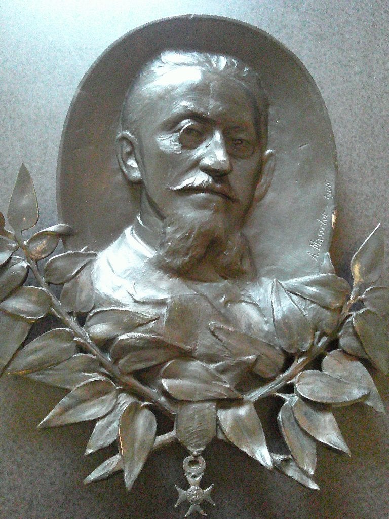 GROTE BRONZEN PLAQUETTE GESIGNEERD MASSELOT,1906, Ophalen of Verzenden, Brons