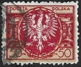 1 Postzegel Polen 1921 Wapenschild (Grote adelaar), Ophalen of Verzenden, Polen, Gestempeld