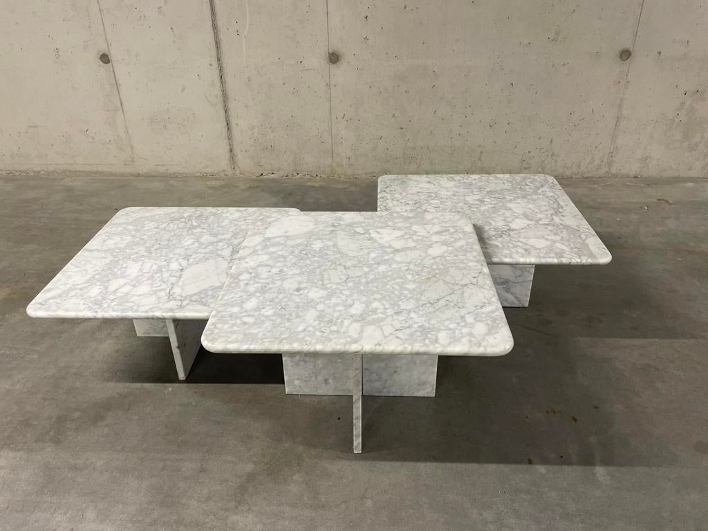 Bianco Carrara Italiaanse ‘70 handgemaakte 3 set, Ophalen of Verzenden, Zo goed als nieuw