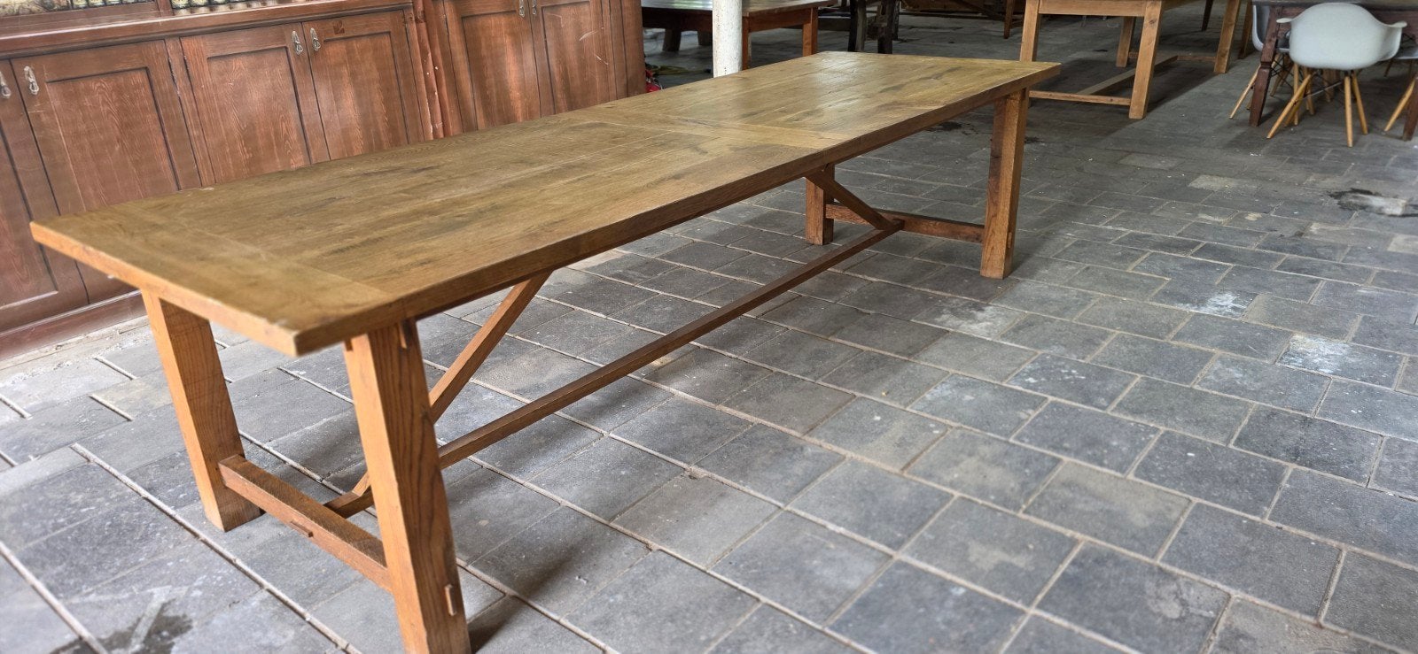 3 meter lange boerentafel kloostertafel, Maison & Meubles, Tables | Tables à manger, Utilisé, Enlèvement ou Envoi