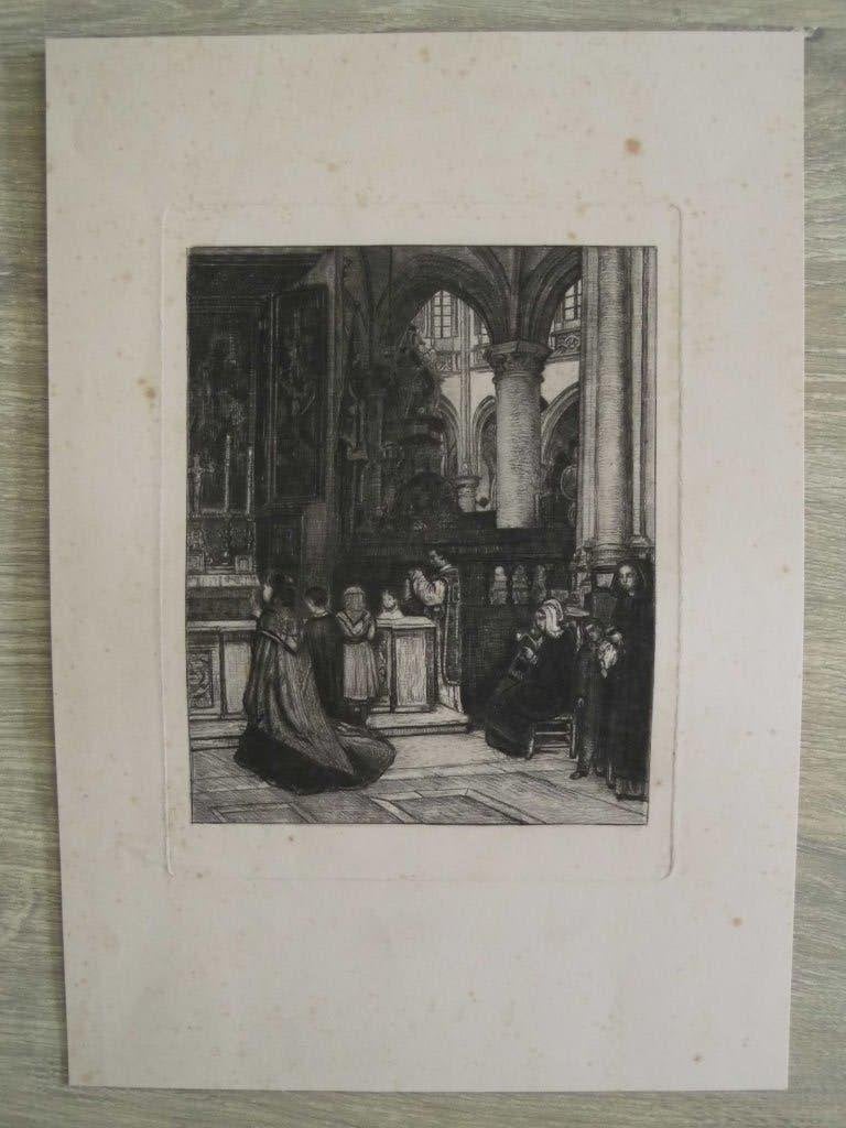 Ets T.J. Cleynhens. Zijkapel Jacobskerk Antwerpen. 1880, Enlèvement, Eau-forte, 1800 - 1899