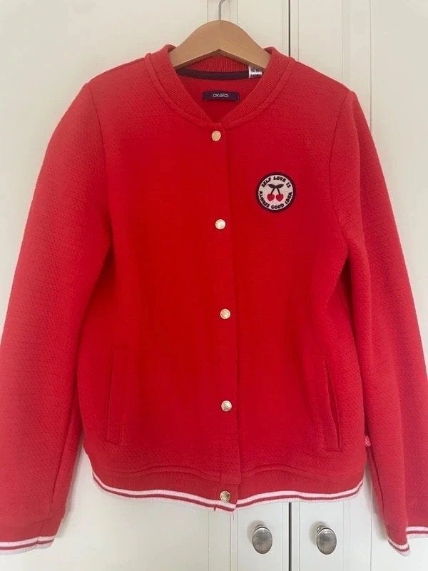 Veste/sweat-shirt rouge, fille, Okaidi, 10 ans (140 cm), Enlèvement ou Envoi, Utilisé, Fille