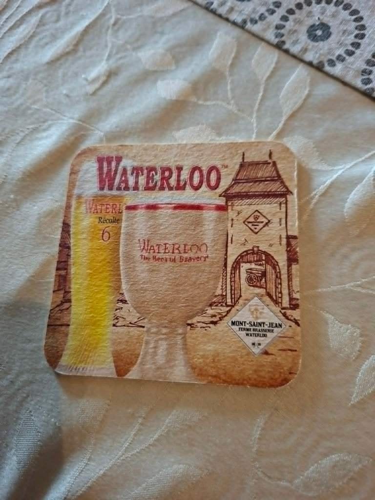 Bierviltje van het Belgische merk Waterloo, Verzamelen, Ophalen of Verzenden, Zo goed als nieuw, Viltje(s)