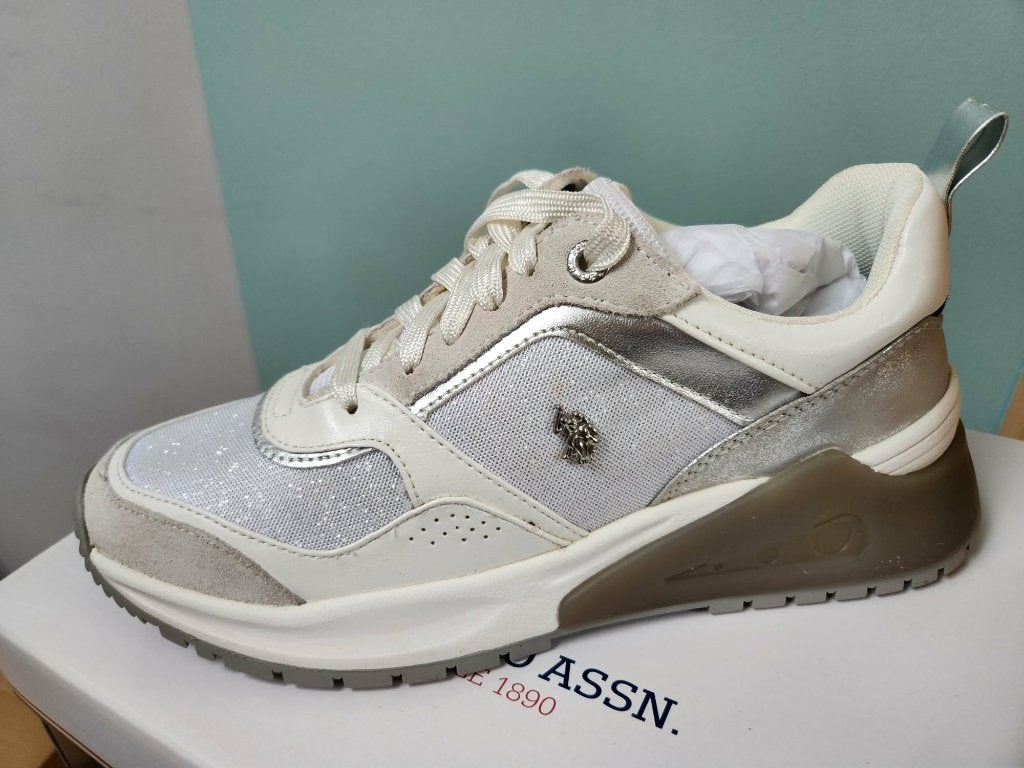 sneakers U.S. Polo Assn wit zilver glitter 39, Ophalen, Wit, Nieuw, Sneakers