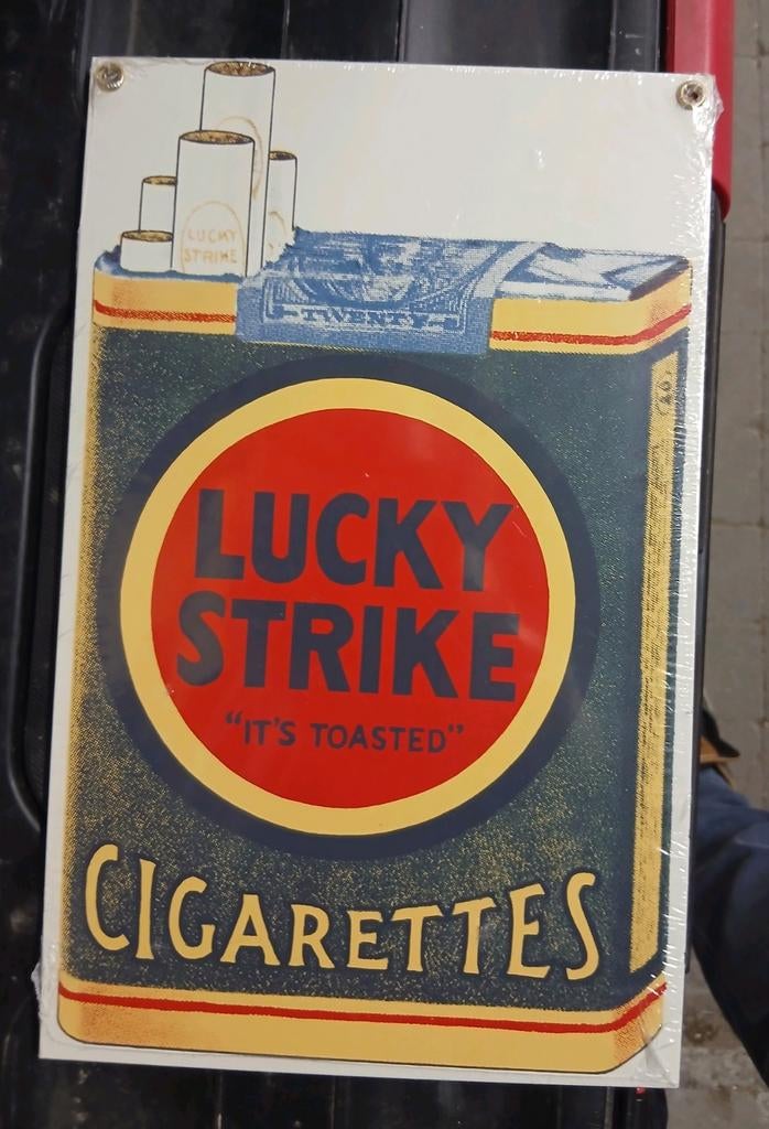 Lucky Strike sigaret reclame bord, Verzamelen, Ophalen of Verzenden, Verpakking