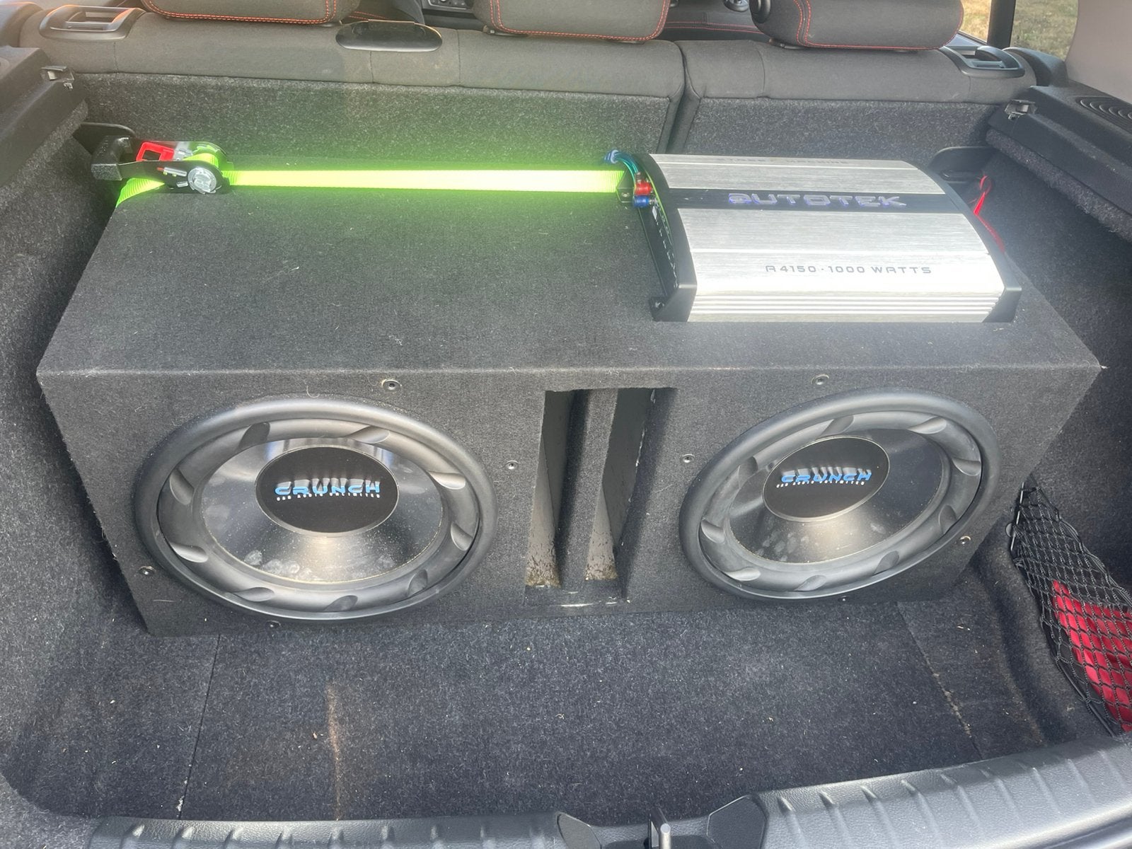 Caisson double Crunch + ampli Autotek A4150, Enlèvement, Comme neuf