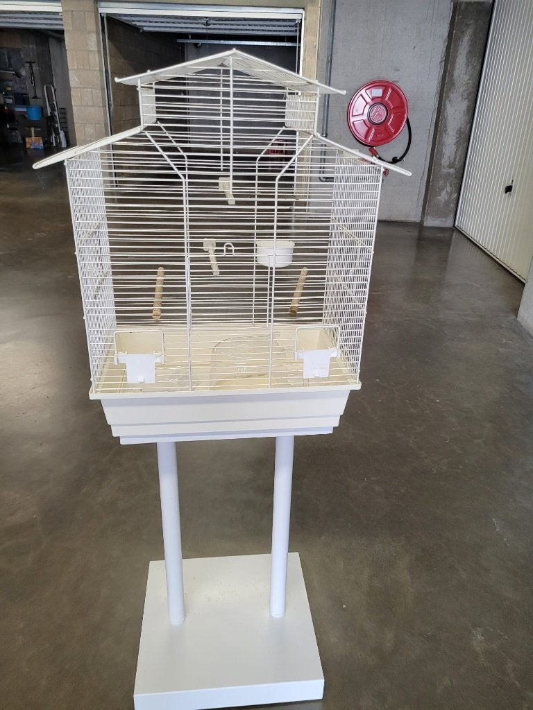 vogelkooi kanaries compleet met standaard, Dieren en Toebehoren, Ophalen, Zo goed als nieuw, Metaal, Vogelkooi