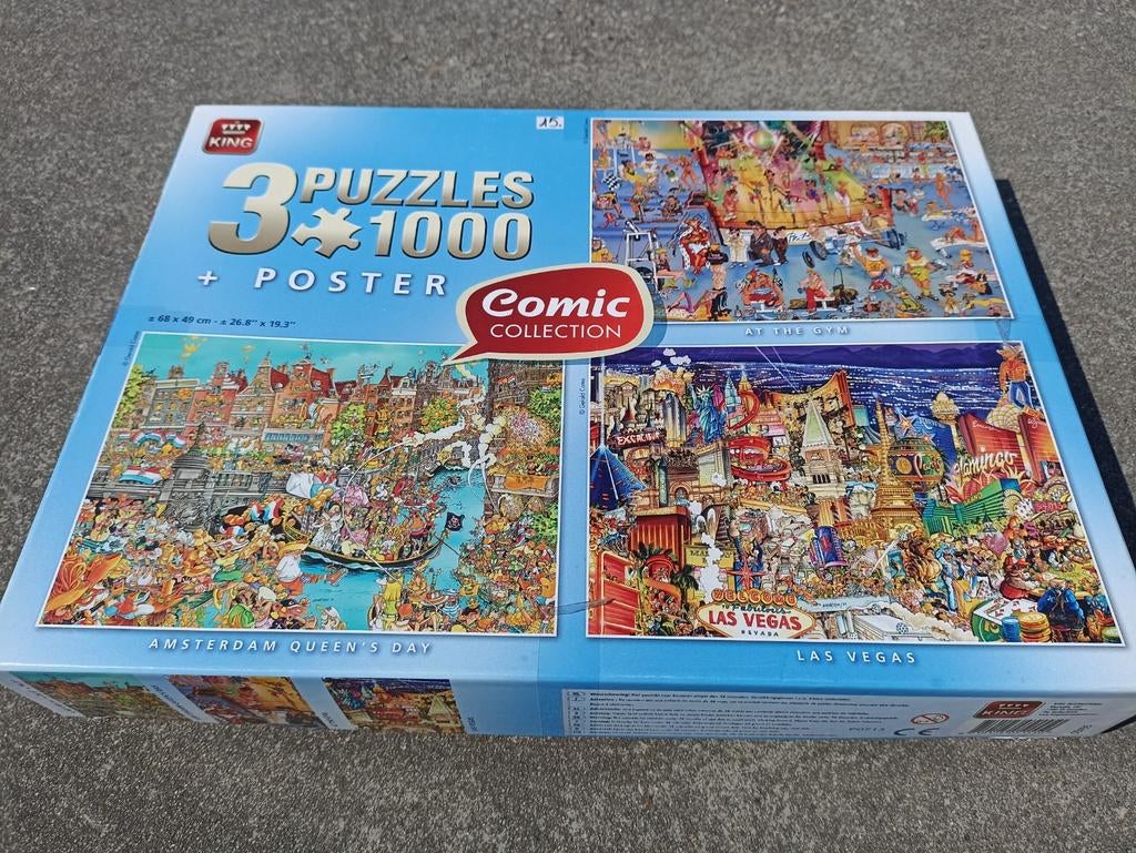 3 puzzels van 1000 stukjes in 1 doos, Enlèvement