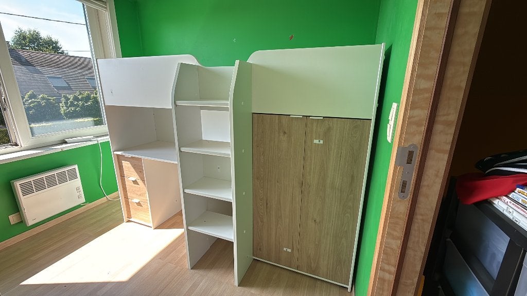 Halfhoogslaper, Huis en Inrichting, Slaapkamer | Stapelbedden en Hoogslapers, Ophalen, Eenpersoons, Minder dan 160 cm, Zo goed als nieuw