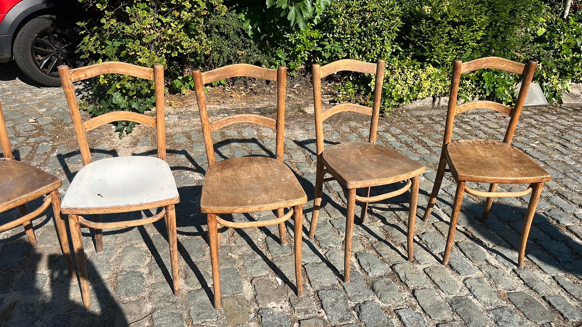 Vintage houten stoeltjes, Huis en Inrichting, Barkrukken, Ophalen, Gebruikt