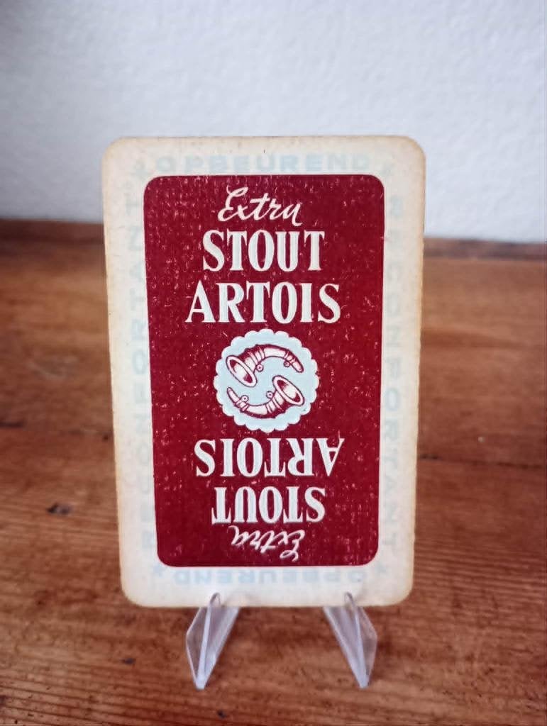 Brasserie bier speelkaart Stout Artois, Ophalen of Verzenden, Gebruikt, Reclamebord, Plaat of Schild, Stella Artois