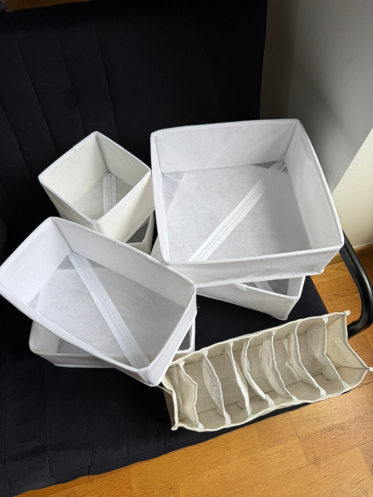 Set opvouwbare stoffen opbergdozen voor kasten en laden, Ophalen, Zo goed als nieuw, Wit, Textiel