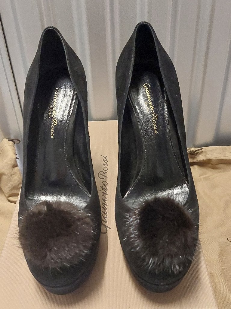 747C* GIANVITO ROSSI escarpins noirs full cuir (37), Gianvito Rossi, Escarpins, Porté, Noir