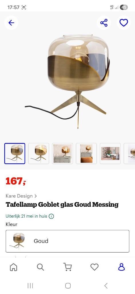 Tafellamp, Ophalen, Design, Zo goed als nieuw, Glas
