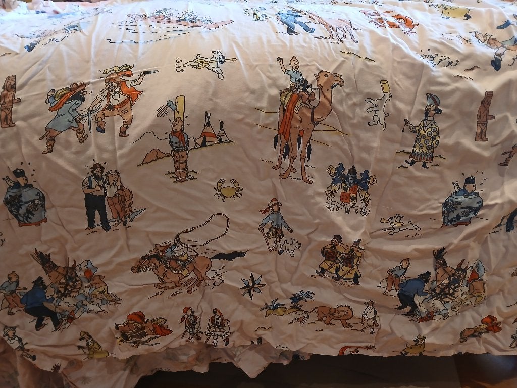Drap couvre-matelas vintage Tintin à fronces, Collections, Enlèvement, Tintin