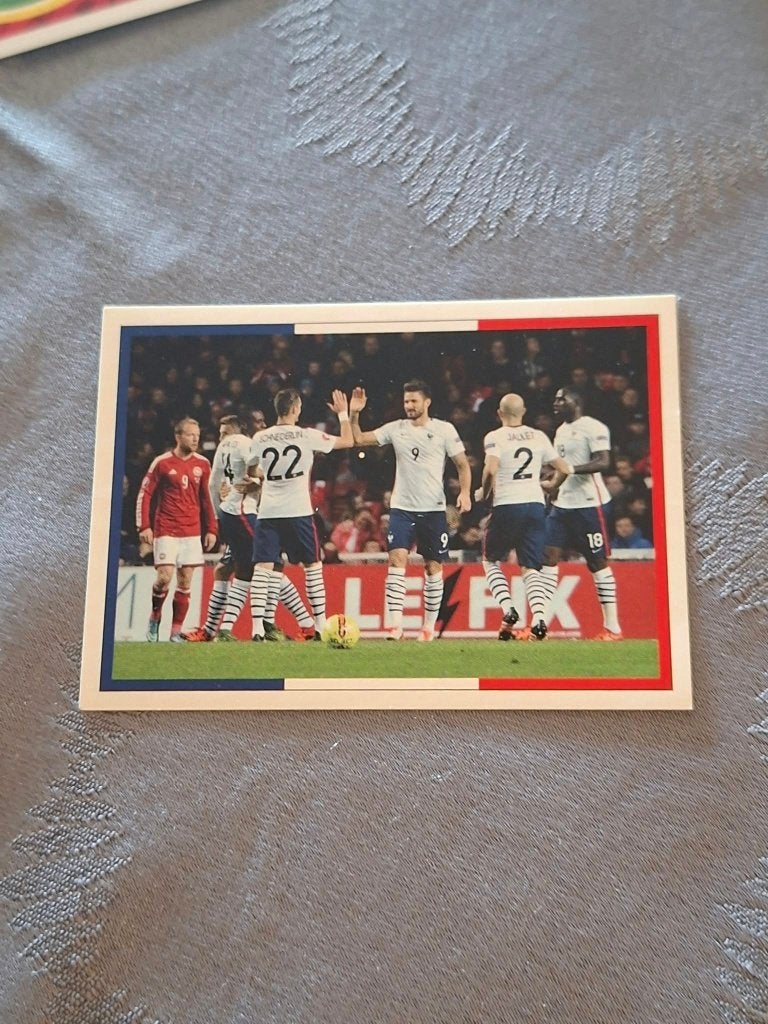 Panini/Sticker : Frankrijk-Denemarken/Fiers d'être Bleus, Ophalen of Verzenden, Nieuw, Poster, Plaatje of Sticker