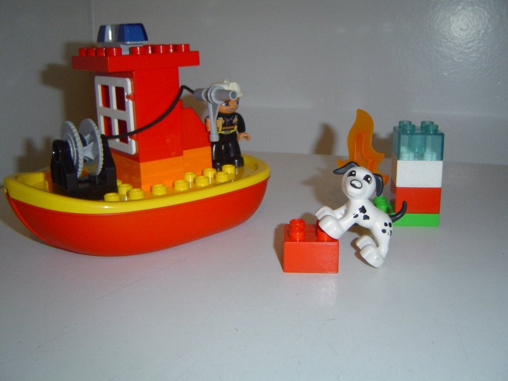Bateau de pompiers - Duplo 10951 - complet, Complet, Ensemble complet, Comme neuf, Duplo