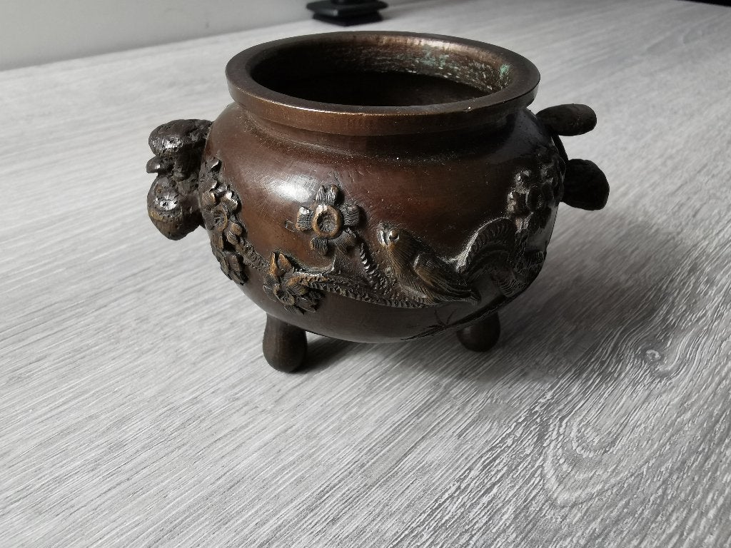 Vintage gebeeldhouwde bronzen parfumbrander, Antiek en Kunst, Ophalen of Verzenden, Brons