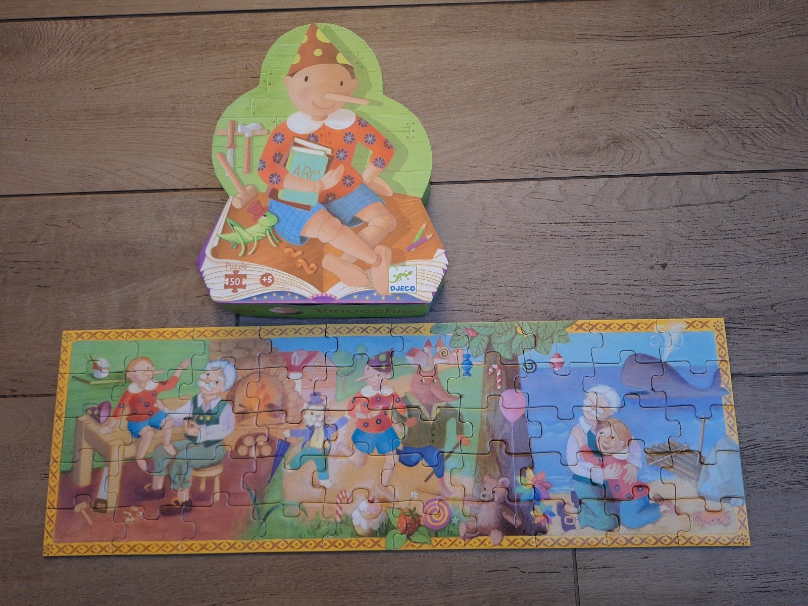 Djeco puzzel Pinocchio 50stukjes, Ophalen, 10 tot 50 stukjes, Zo goed als nieuw, 4 tot 6 jaar