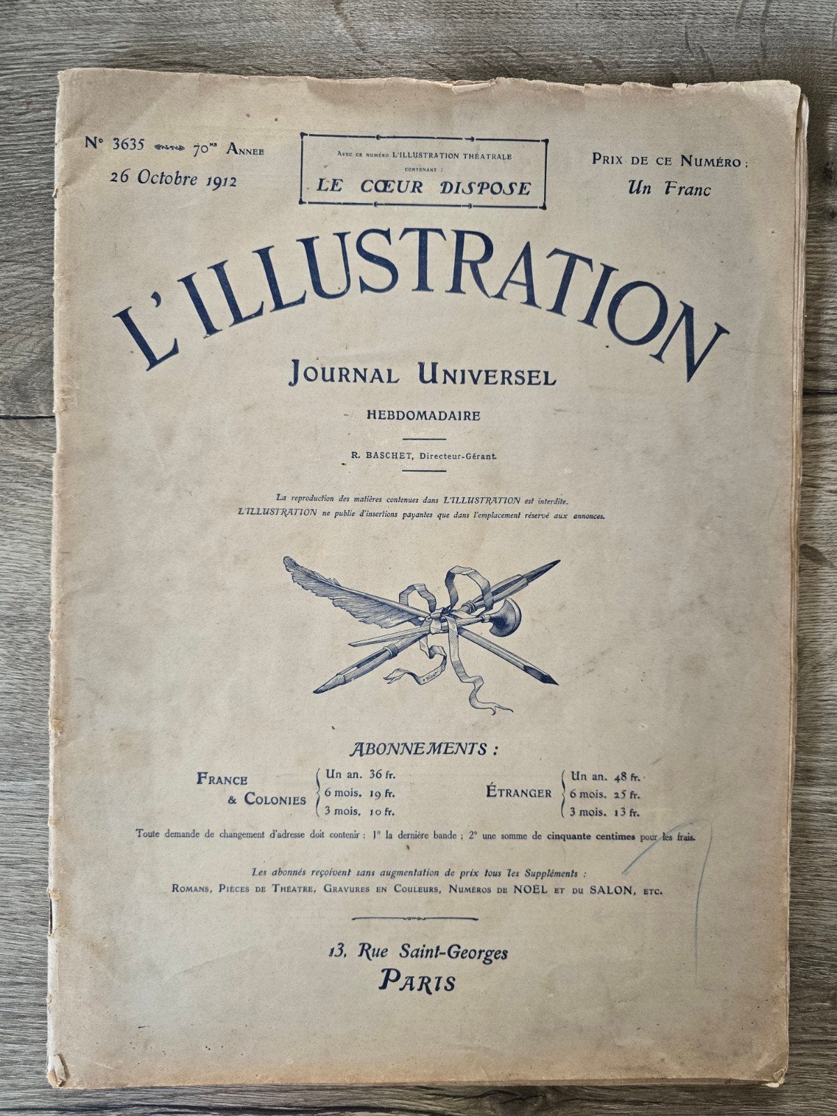 Antiek Frans tijdschrift L'illustration -nr 3635 (1912), Antiek en Kunst, Ophalen of Verzenden