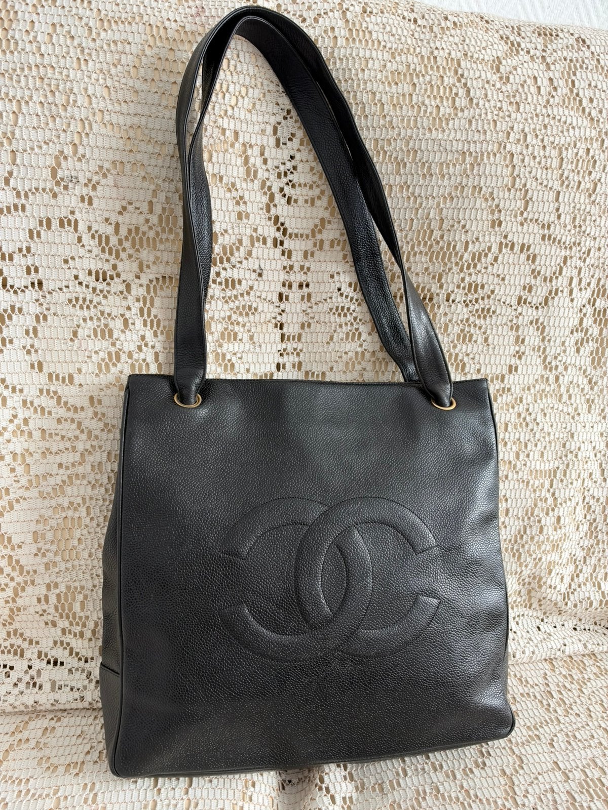 Sac CHANEL cuir noir vintage, Enlèvement ou Envoi, Comme neuf, Noir