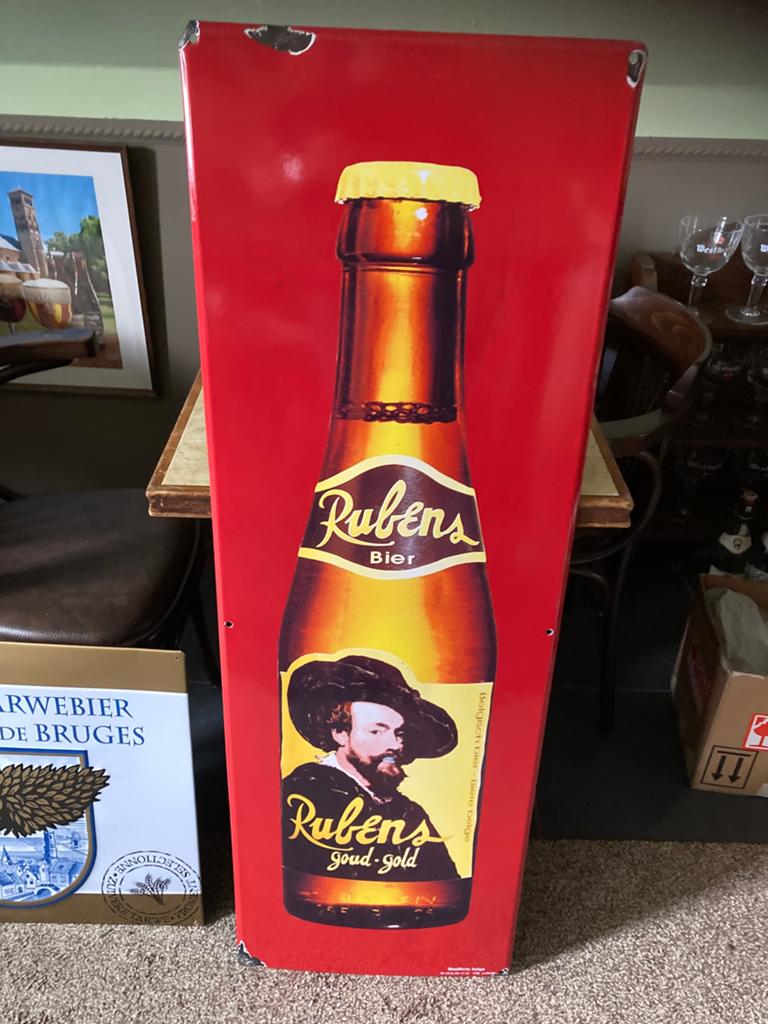 Emaille bord Rubens, Emailllerie Belge 93, Verzamelen, Biermerken, Ophalen, Gebruikt