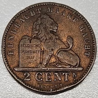 België: 2 Centiem 1905 NL Onvolledige E Morin 216 Ref 16930, Postzegels en Munten, Ophalen of Verzenden, Brons, Losse munt
