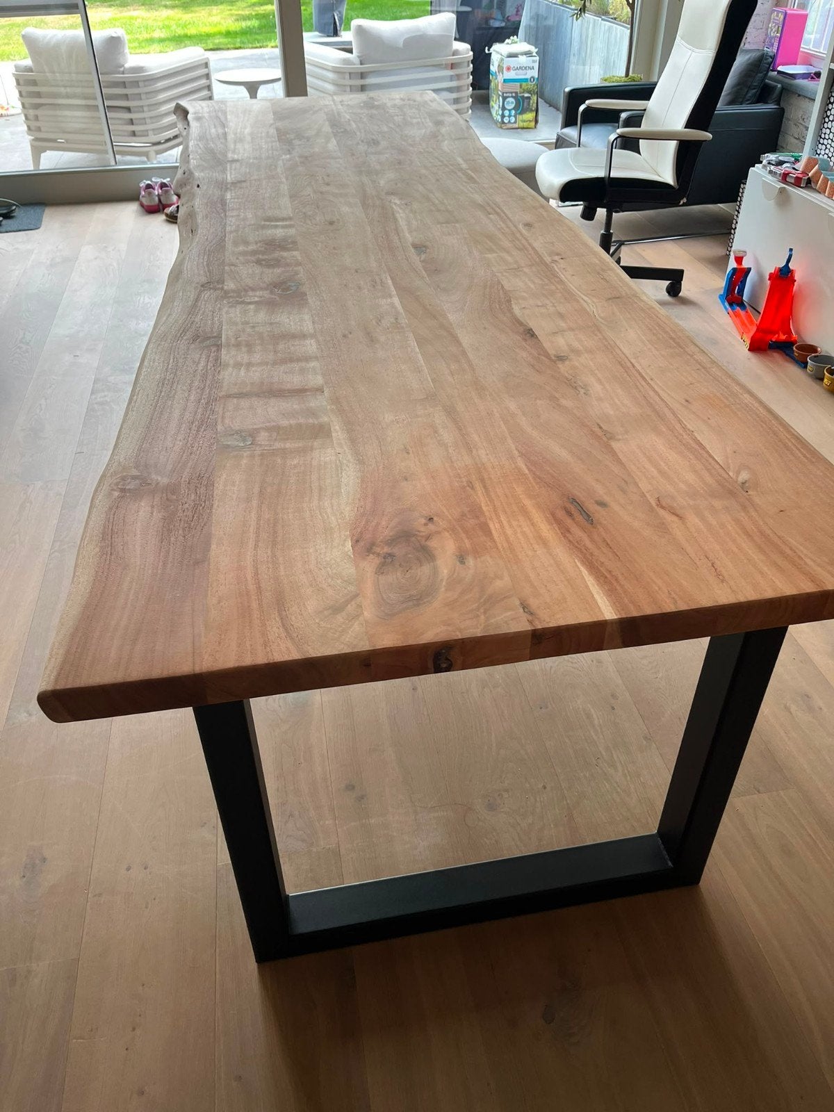 Boomstamtafel, Huis en Inrichting, Tafels | Eettafels, Ophalen, Gebruikt, 200 cm of meer, 50 tot 100 cm