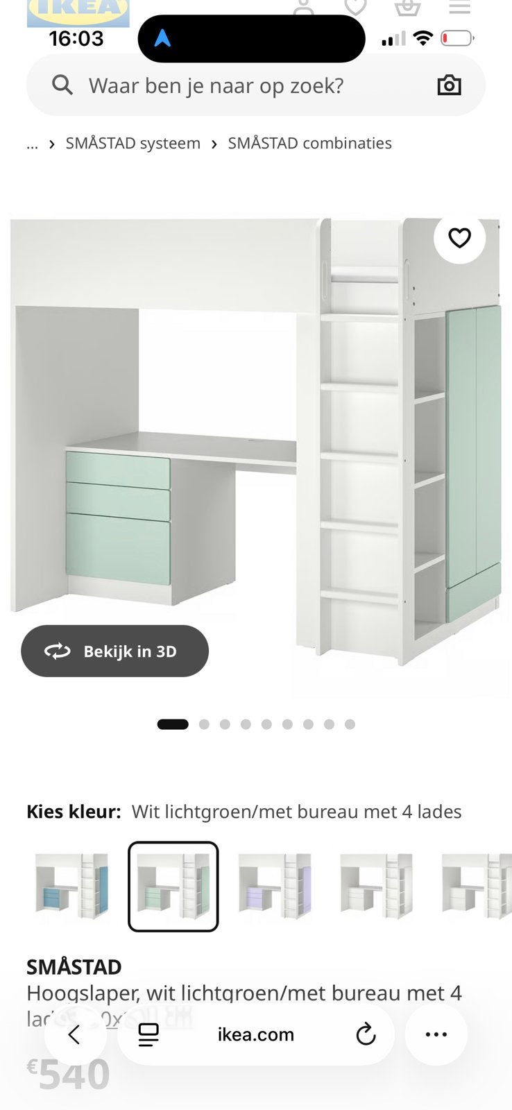Hoogslaper ikea smastad, Kinderen en Baby's, Kinderkamer | Stapelbedden en Hoogslapers, Ophalen, Zo goed als nieuw, Hoogslaper