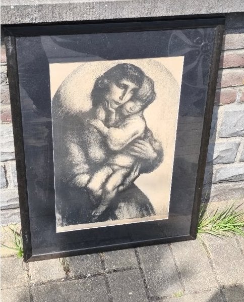 Lithographie maternité signe anto carte, Enlèvement ou Envoi, Lithographie