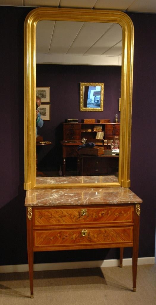 Miroir avec encadrement doré à l'or fin 19ème siècle, Enlèvement, 50 à 100 cm, 150 à 200 cm