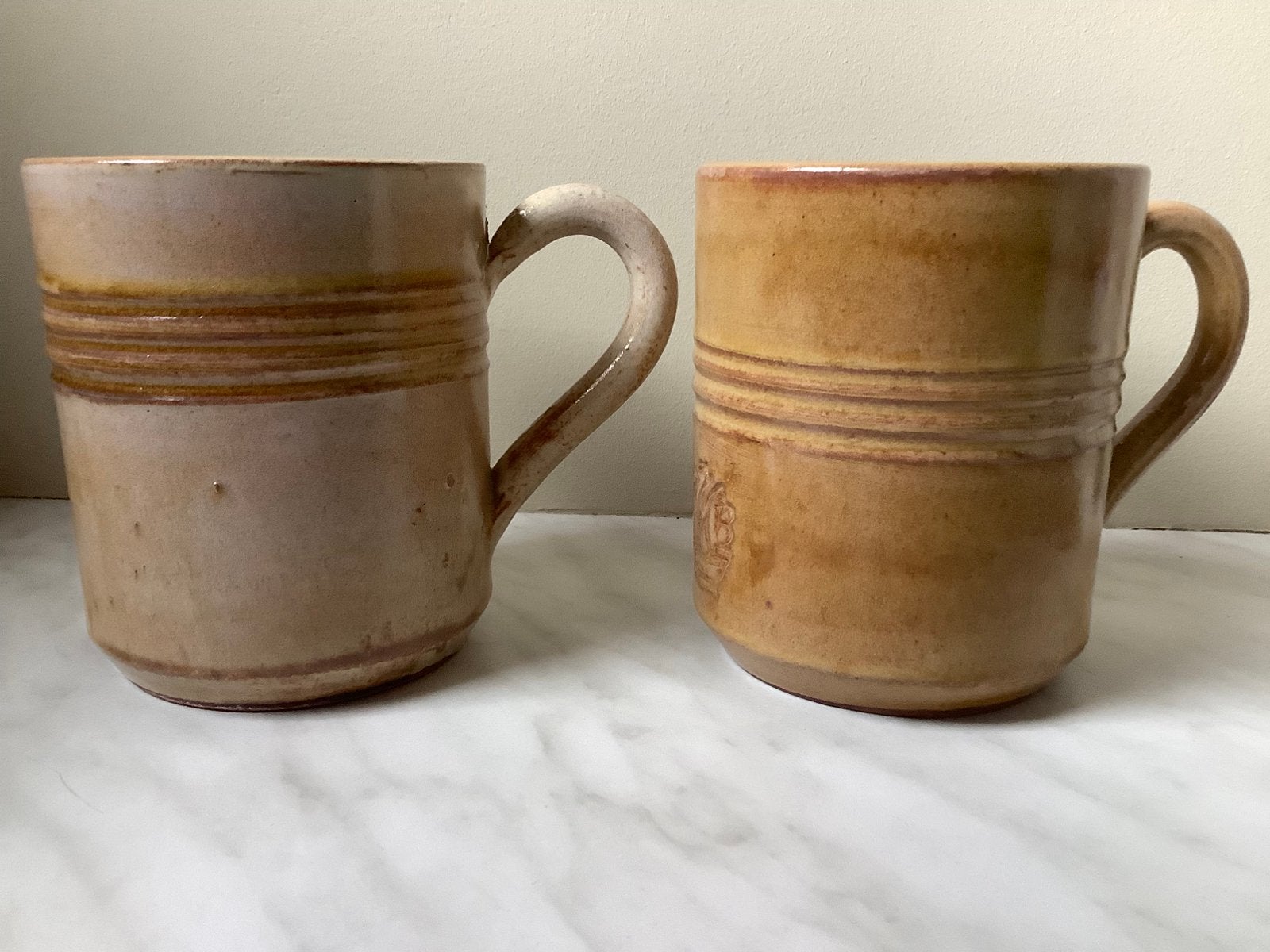Set van 2 vintage aardewerk mokken Vallauris Frankrijk., Ophalen of Verzenden