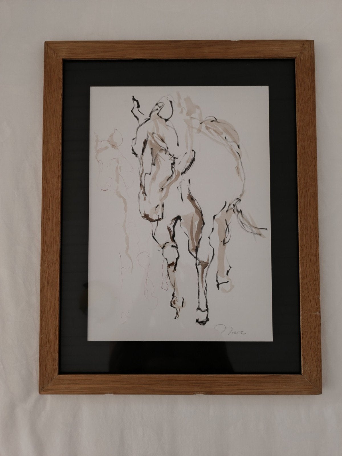 Imprimer cheval, Enlèvement, Aquarelle, Sous verre