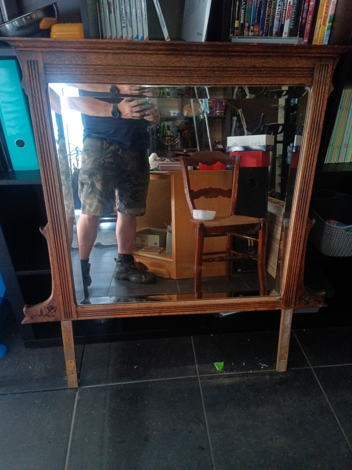 kast met spiegel, Antiek en Kunst, Ophalen, Rechthoekig, 100 tot 150 cm, 150 tot 200 cm