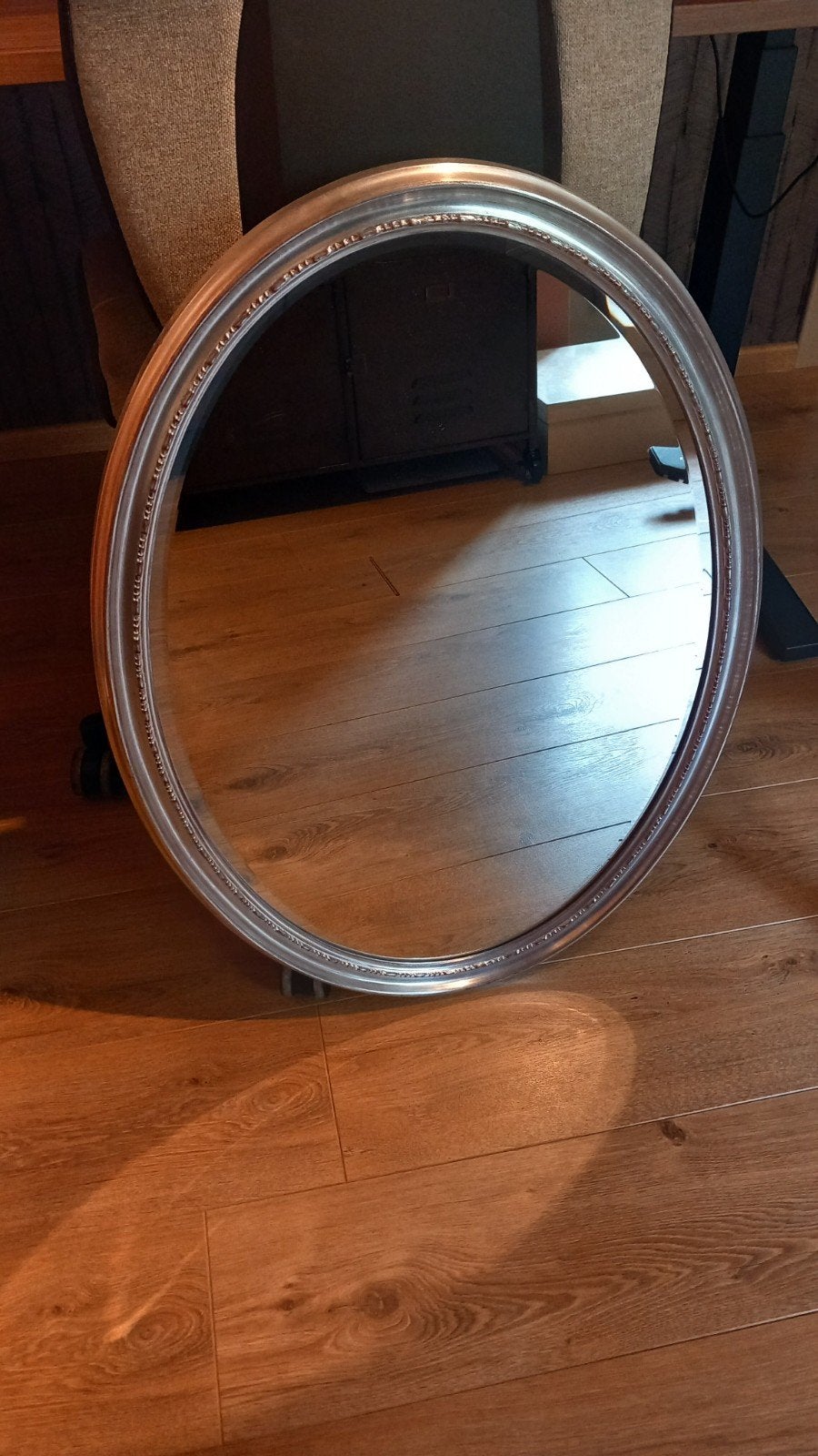 spiegel ovaal, zilver, Huis en Inrichting, Ophalen, Minder dan 50 cm, Zo goed als nieuw, Minder dan 100 cm