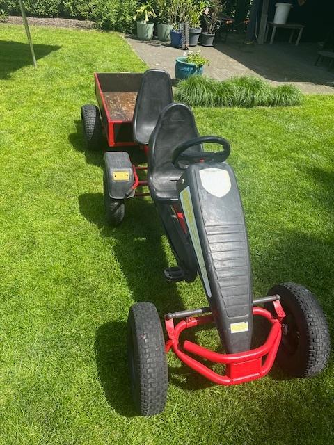 Berg gocart met duo zit en aanhangwagen, Kinderen en Baby's, Speelgoed | Buiten | Skelters, Ophalen, Gebruikt, Berg, Duozit