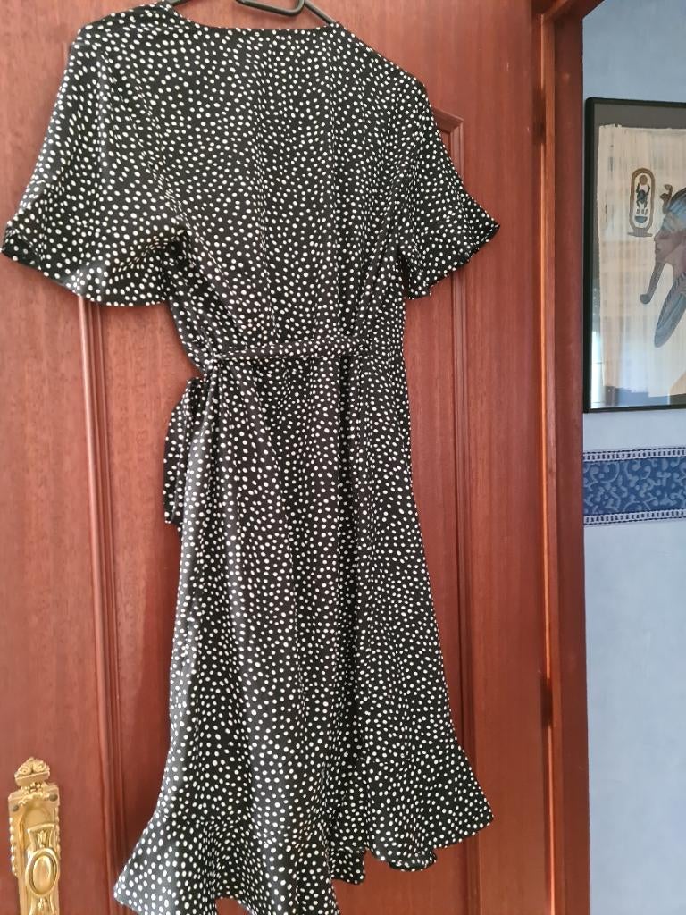 TS zwarte wikkeljurk met witte stippen, Vero Moda, Zwart, Ophalen of Verzenden, Zo goed als nieuw