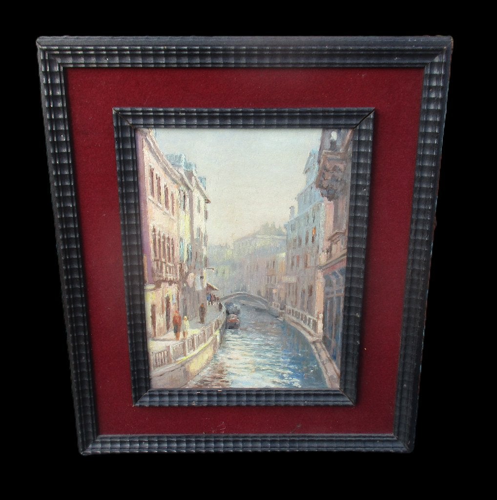 Vue de Venise, signée, Antiquités & Art, Enlèvement ou Envoi, Œuvre originale, Peinture à l'huile, Panneau