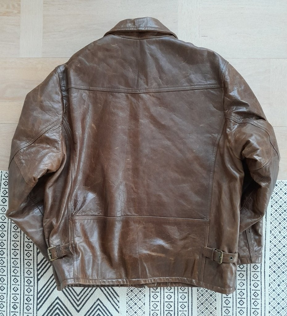 Veste en cuir Redskins Premium Vintage années 90 Veste - L, Enlèvement ou Envoi, Taille 52/54 (L), Brun, Porté