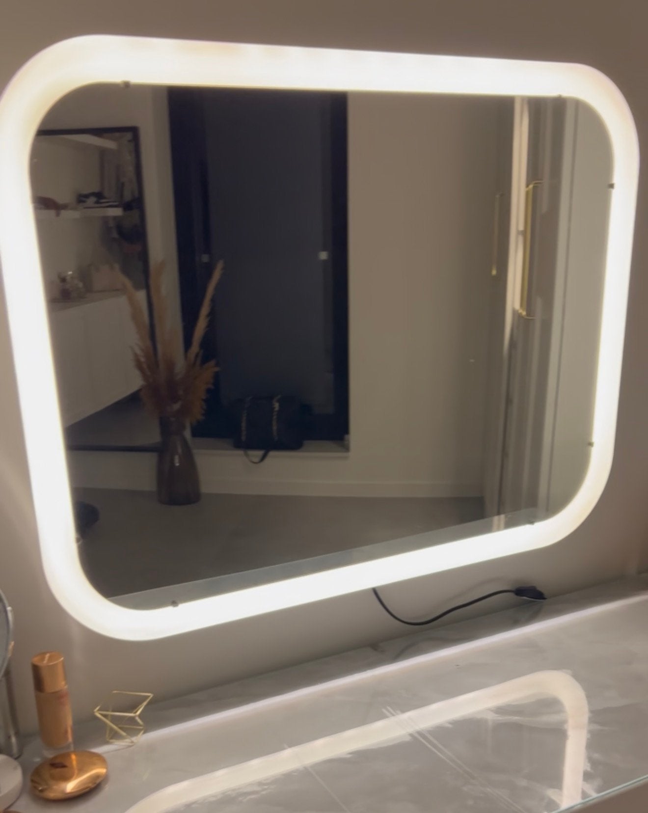 Malm tafel + storjorm spiegel, Ophalen, Zo goed als nieuw